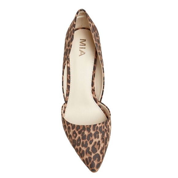 MIA Heels Leopard Print‎ Stilettos Suede Brown Black Cut Out Sexy Pointed Toe 7 - Picture 3 of 16